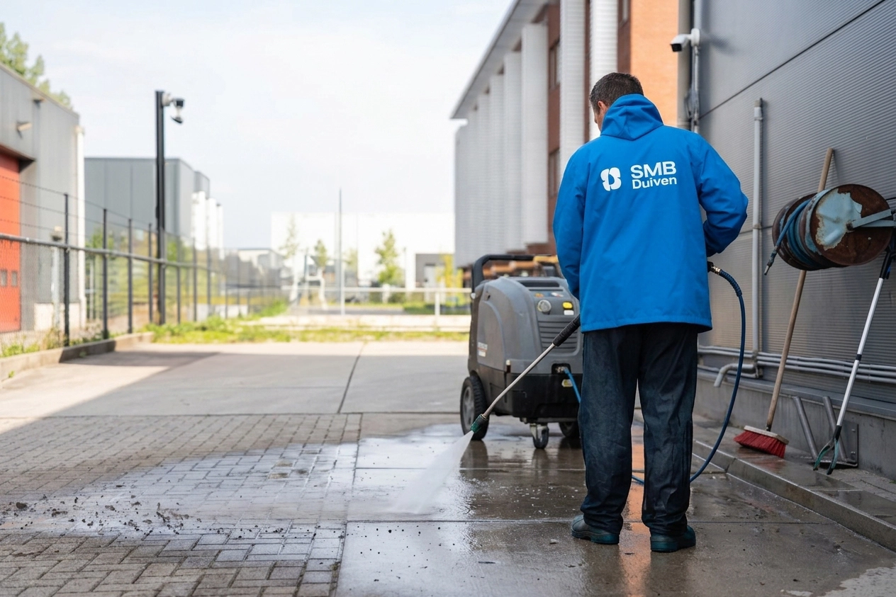 Medewerker van SMB Duiven bij een bedrijfspand